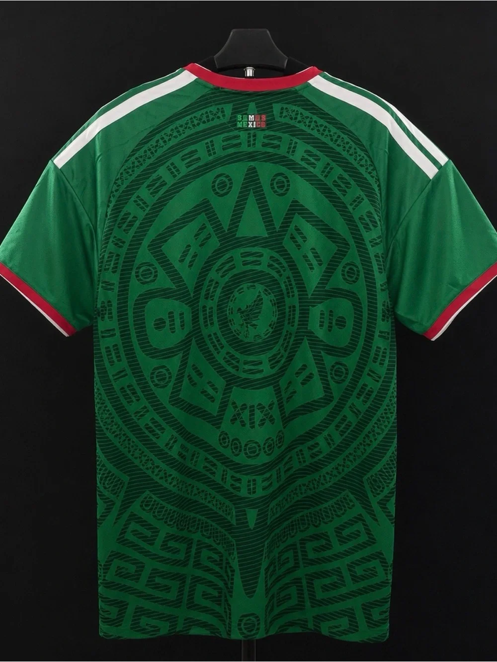 adidas Mexico Men's Green Aztec Graphic Soccer Jersey with Red & White Trim